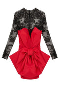 Moschino Bow-Detail Lace-Panel Dress