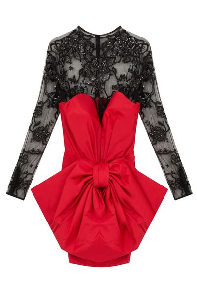 Moschino Bow-Detail Lace-Panel Dress