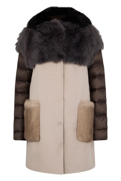 Moorer Two-Toned Hooded Coat