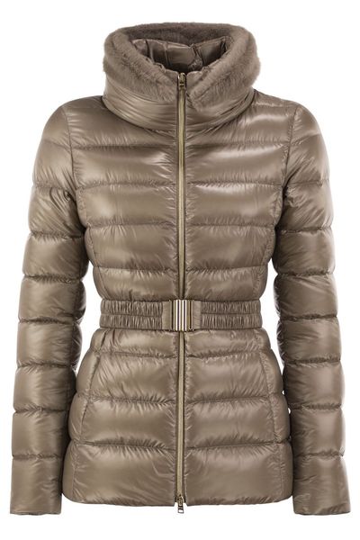 Herno Claudia Belted Faux Fur Down Jacket