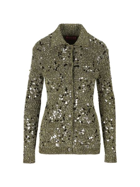 Gucci Polo Neck Tweed Cardigan