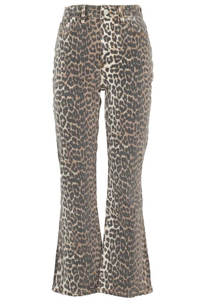 Ganni Betzy Leopard Printed Cropped Jeans