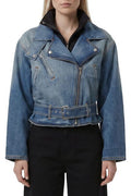 Alaïa Cropped Belted Denim Jacket