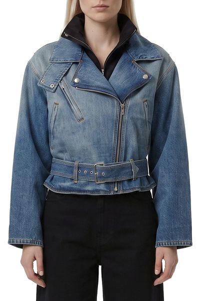 Alaïa Cropped Belted Denim Jacket