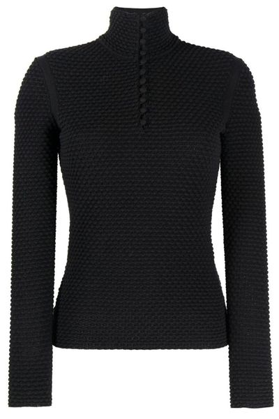 Ferragamo Textured Mock Neck Knitted Sweater