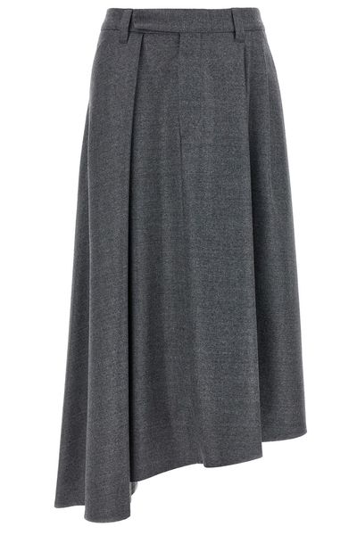 Brunello Cucinelli Asymmetrical Hem Midi Skirt