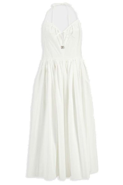 Dolce & Gabbana Logo Plaque Drawstring Midi Dress