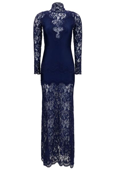 Rabanne High Neck Lace Jersey Dress