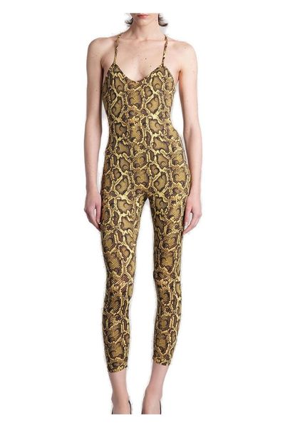 Marine Serre Printed Jersey Fine Straps Catsuit