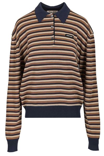 Miu Miu Knitted Striped Polo Shirt