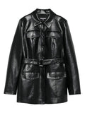Patrizia Pepe Belted Faux Leather Coat