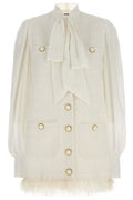 Balmain Lavalliere Collar Tweed Dress