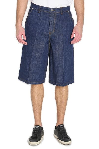 AMI Paris Pressed Crease Denim Bermuda Shorts