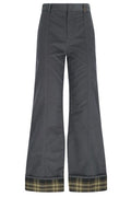 Burberry Checked-Trim Wide Leg Trousers