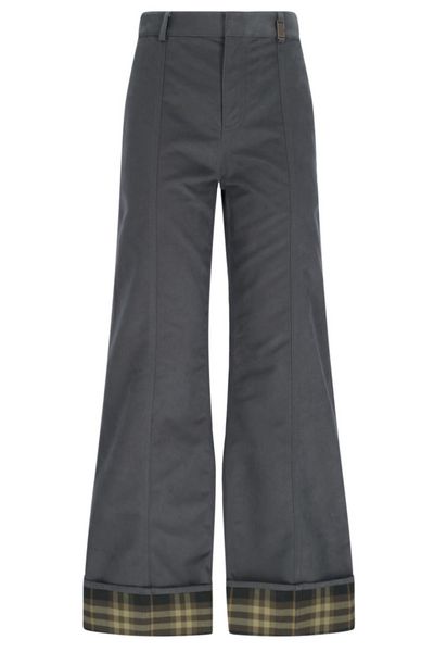 Burberry Checked-Trim Wide Leg Trousers