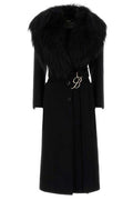 Blumarine Fur Collar Belted Coat