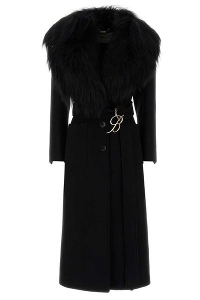 Blumarine Fur Collar Belted Coat