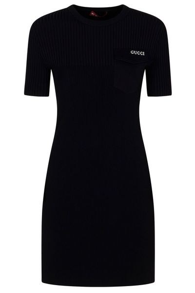 Gucci Logo Intarsia Short-Sleeve Dress