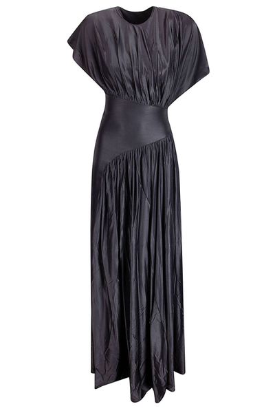 Rabanne Crewneck Ruched Satin Dress