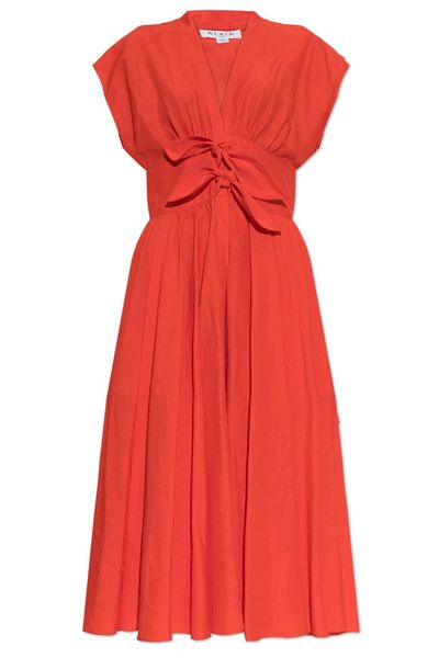 Alaïa V-Neck Belted Midi Dress