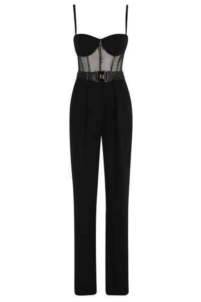 Elisabetta Franchi Logo Belt Jumpsuit