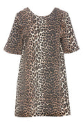 Ganni Leopard Printed Open Back Mini Dress