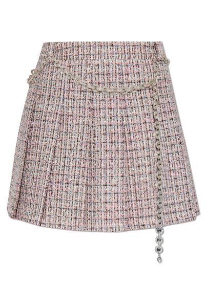 Self-Portrait Pleated Chain Belt Mini Skirt