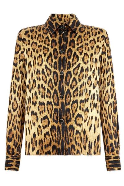 Roberto Cavalli Leopard Printed Buttoned Shirt