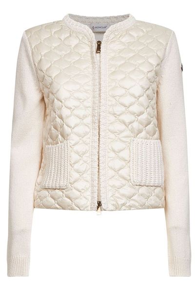 Moncler Geometric-Quilted Padded Zip-Up Cardigan