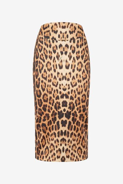 Roberto Cavalli Jaguar Print Pencil Skirt