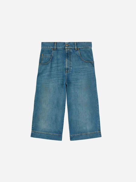 Palm Angels G Curved Denim Long Shorts