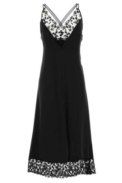 Fendi Lace Detailed V-Neck Midi Dress