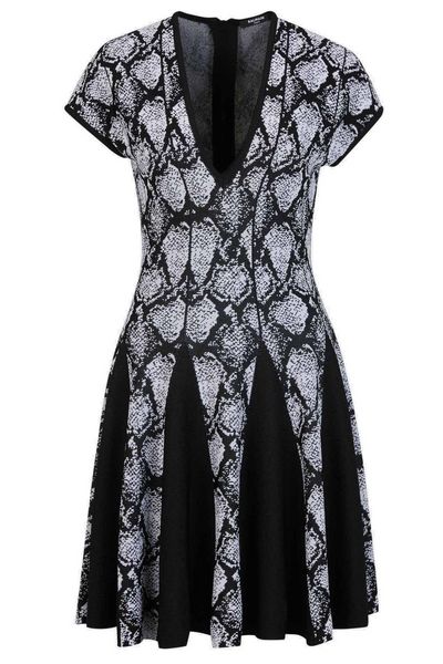 Balmain V-Neck Jacquard Mini Dress