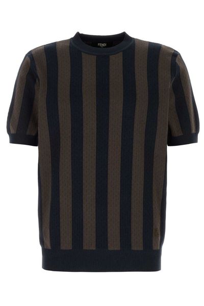 Fendi FF Embroidered Striped Knitted Jumper