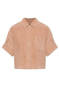 Loewe Cropped Suede Short-Sleeve Shirt