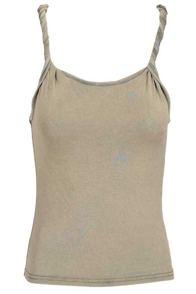 Diesel Logo Embroidered Ribbed Tank Top