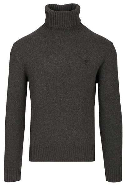 AMI Paris Roll Neck Ribbed Hem Jumper