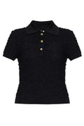 Balmain Textured Short Sleeve Polo Top