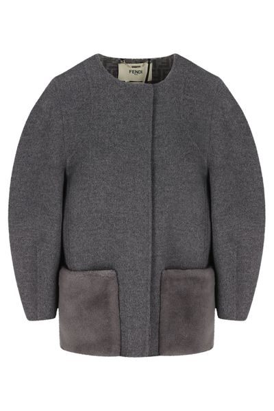 Fendi Single-Breasted Cocoon-Style Short Jacket