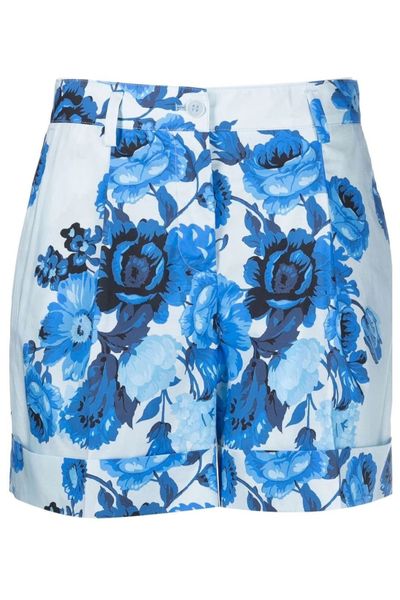 P.A.R.O.S.H. Floral Printed Pleated Tailored Shorts