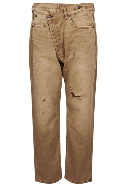 R13 Crossover Distressed Straight Leg Jeans