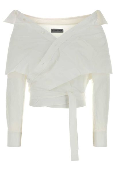 Balenciaga Off-Shoulder Wrap Shirt