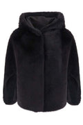 Suprema Hooded Shearling Zip-Up Coat