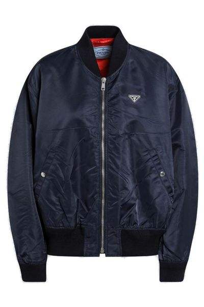 Prada Triangle-Logo Zip-Up Bomber Jacket