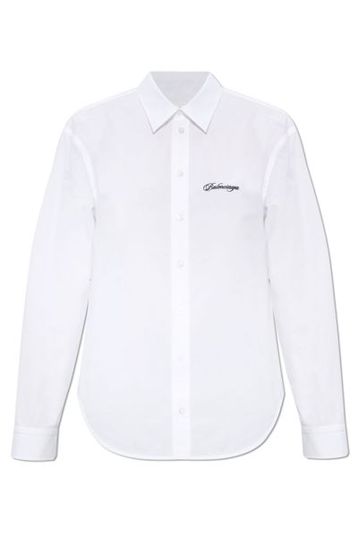 Balenciaga Logo Embroidered Long-Sleeve Shirt