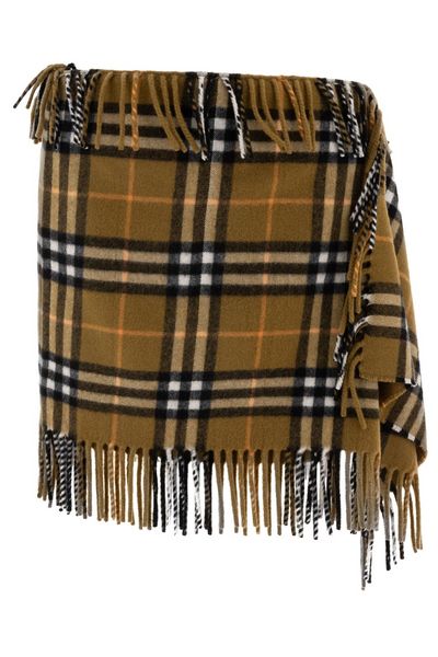 Burberry Checked Fringe Detailed Mini Skirt