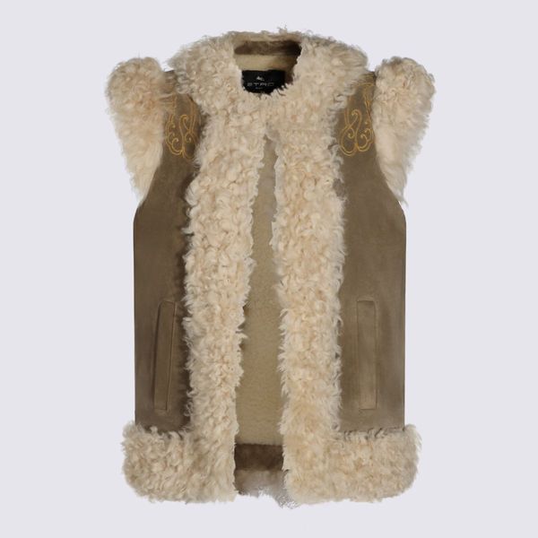 Etro Embroidered Shearling Trim Jacket
