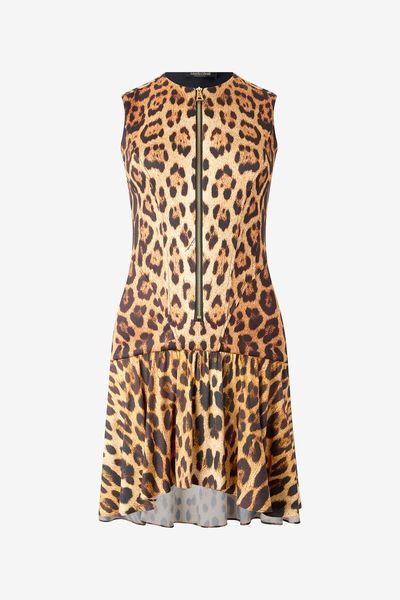 Roberto Cavalli Asymmetric Animal-Print Mini Dress