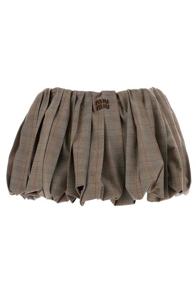 Miu Miu Embroidered Pleated Mini Skirt
