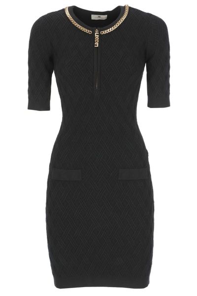 Elisabetta Franchi Diamond Pattern Knitted Mini Dress